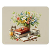 Floral Mouse Pad, Cottagecore Decor, Still Life, Butterfly Art, Books and Flowers, Aesthetic Desk Mat, Unique Office Gift, Reading Nook - Tawshia